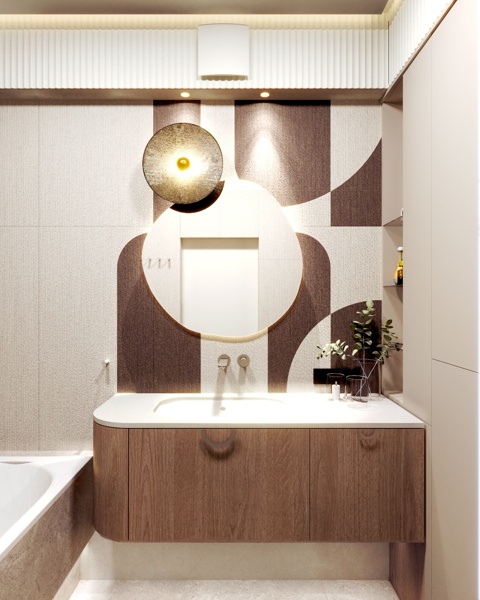 mozaika w łazience duża umywalka z lustrem