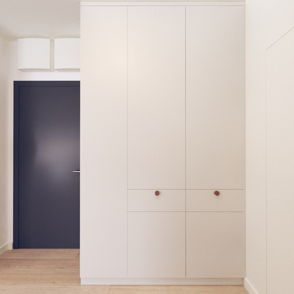 minimalistyczna szafa białe fronty porjekty wnętrz